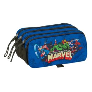 safta avengers portatodo 3 compartimentos con cremalleras bolsillo frontal cinta adaptable 1.72l 215x80x100mm color azul oscuro