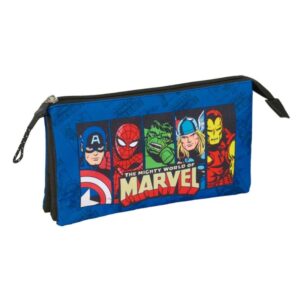 safta avengers portatodo 3 compartimentos con cremalleras bolsillo interior 0.60l 220x30x120mm color azul oscuro