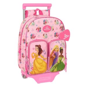 safta princesas disney mochila con carro bolsillos laterales hombreras acolchadas bolsillo frontal asa superior mochila extraible material resistente 10l 260x110x340mm color rosa