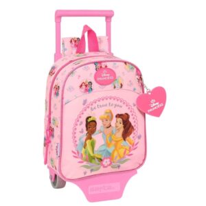 safta princesas disney mochila con carro tarjeta id asa superior mochila extraible resistente a materiales 6l 220x100x270mm color rosa