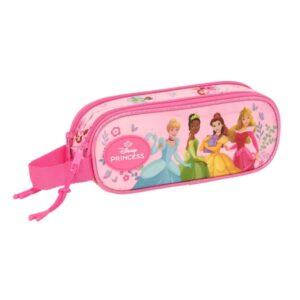 safta princesas disney portatodo 2 compartimentos con cremalleras asa lateral 1l 210x60x80mm color rosa