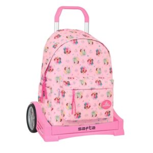 safta princesas disney mochila para portatil hasta 14.1" portabotellas tirador doble espalda acolchada asa superior mochila extraible 17.35l 310x130x430mm color rosa