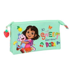 safta dora portatodo 3 compartimentos con cremalleras bolsillo interior 0.6l 220x30x120mm color menta