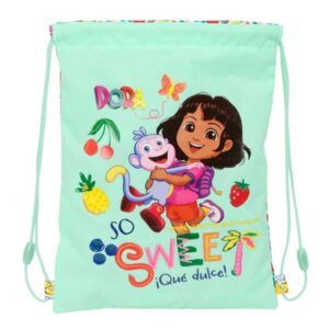 safta dora saco plano bolsillo con cremallera cierre con cordones 3l 260x10x340mm color menta