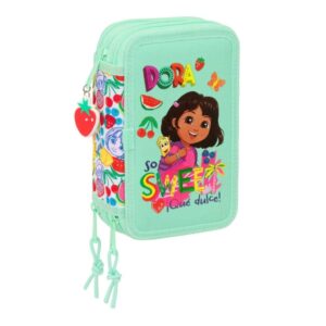 safta dora plumier de 3 pisos 37 piezas 1.3l goma lapiz boligrafos sacapuntas reglas 16 colores 14 rotuladores 125x55x195mm color menta