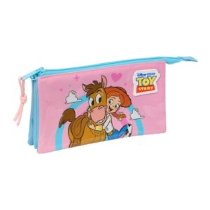 safta jessie portatodo 3 compartimentos con cremalleras bolsillo interior 0.6l 220x30x120mm color rosa