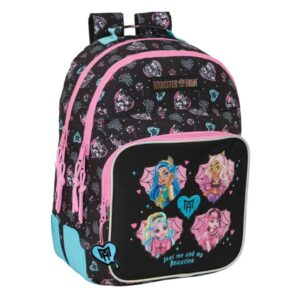 safta monster high mochila con 2 compartimentos antirozaduras adaptable a carro bolsillo frontal portabotellas tirador doble hombreras ergonomicas 20l 320x150x420mm color negro