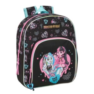 safta monster high mochila infantil adaptable a carro portabotellas hombreras acolchadas bolsillo frontal asa superior 9.5l 280x100x340mm color negro