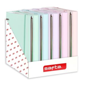 safta expositor con 8 carpetas con 4 anillas de 35mm recambio de 100 hojas por carpeta 290x340x340mm colores surtidos