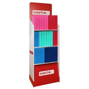 safta expositor de papeleria capacidad de 335.4l estructura robusta y duradera presentacion ordenada y atractiva 600x380x1900mm colores surtidos