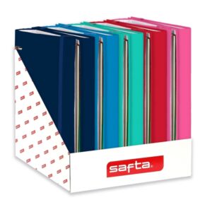 safta expositor con 8 carpetas con 4 anillas de 35mm recambio de 100 hojas por carpeta 290x340x340mm colores surtidos