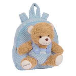 safta mochila preescolar con osito cremallera osito extraible hombreras acolchadas asa superior 4.65l 230x75x270mm color azul claro