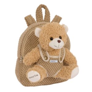 safta mochila preescolar con osito cremallera osito extraible hombreras acolchadas asa superior 4.65l 230x75x270mm color marron
