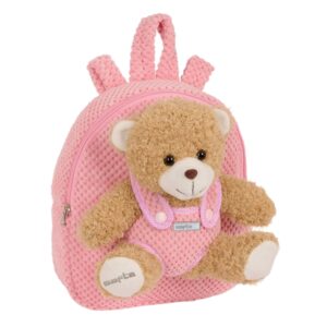 safta mochila preescolar con osito cremallera osito extraible hombreras acolchadas asa superior 4.65l material duradero 230x75x270mm color rosa