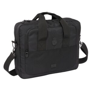 safta real madrid premium maletin para portatil hasta 15.6" bolsillo para tablet organizadores bandolera ajustable mosquetones sistema para candado 11l 400x90x330mm color negro