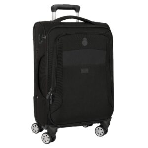 safta real madrid premium maleta trolley de cabina 20” cierre con candado bolsillo para portatil asas en 2 lados protecciones laterales 35.7l 350x200x510mm color negro