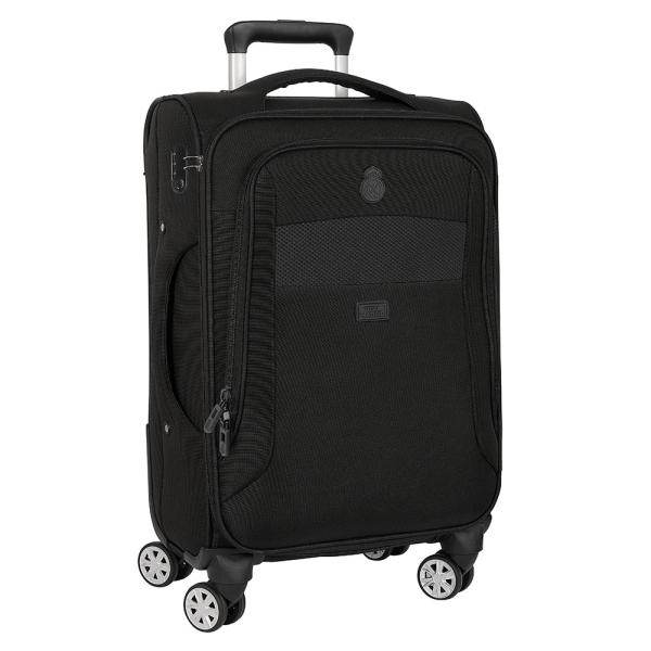 safta real madrid premium maleta trolley de cabina 20” cierre con candado bolsillo para portatil asas en 2 lados protecciones laterales 35.7l 350x200x510mm color negro