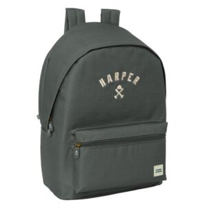 safta harper and neyer grey mochila para portatil hasta 15.6" conector usb base acolchada tirador doble hombreras ergonomicas asa superior 24.55l 310x180x440mm color gris oscuro