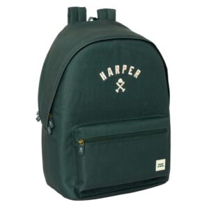 safta harper and neyer green mochila para portatil hasta 15.6" antirrobo conector usb base acolchada hombreras ergonomicas asa superior 24.55l 310x180x440mm color verde oscuro