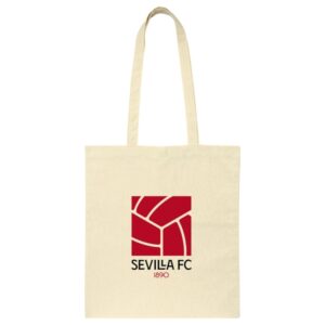 safta sevilla fc tote bag bolsa de tela asas de mano 100% algodon cierre con clip facil cuidado 38x42cm color beige