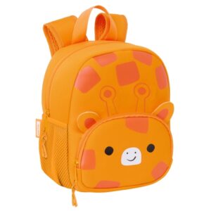 safta jirafa mochila de neopreno bolsillo frontal tirador doble portabotellas interior forrado hombreras y espalda acolchadas asa de mano 200x90x250mm color naranja