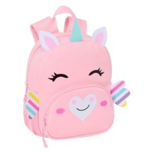 safta unicornio mochila de neopreno bolsillo frontal tirador doble portabotellas interior forrado hombreras y espalda acolchadas asa de mano 200x90x250mm color rosa