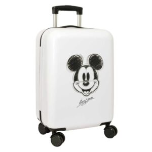 safta mickey mouse baby maleta trolley de cabina 20” 40.1l interior organizado cierre con candado ruedas giratorias facil de transportar 345x200x550mm color blanco