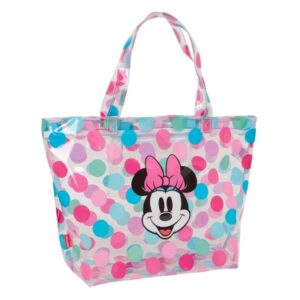 safta minnie mouse beach bolso grande cremallera bolsillo interior asas superiores 31l ideal para compras y playa 540x170x350mm color transparente