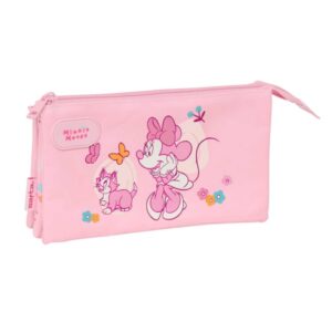 safta minnie mouse baby portatodo 3 compartimentos con cremalleras bolsillo interior 0.6l 220x30x120mm color rosa