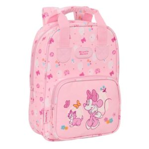 safta minnie mouse baby mochila infantil bolsillo frontal tarjeta id hombreras acolchadas asa forrada 4.5l 200x80x280mm color rosa
