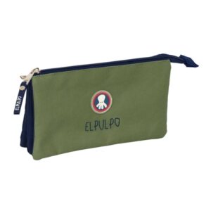 safta el pulpo portatodo 3 compartimentos con cremalleras bolsillo interior 0.6l 220x30x120mm color verde oscuro