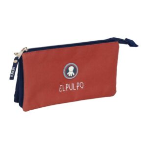 safta el pulpo caldera portatodo 3 compartimentos con cremalleras bolsillo interior 0.6l 220x30x120mm color rojo oscuro