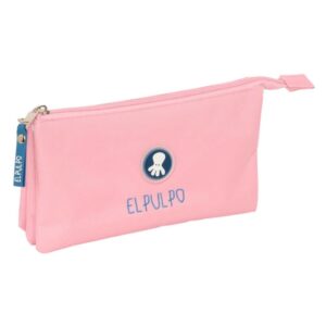 safta el pulpo portatodo 3 compartimentos con cremalleras bolsillo interior 0.6l 220x30x120mm color rosa