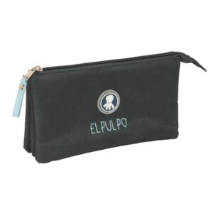 safta el pulpo grafito portatodo 3 compartimentos con cremalleras bolsillo interior 0.6l 220x30x120mm color negro
