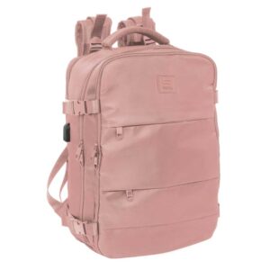 safta mochila de cabina bolsillo para portatil hasta 15.6" conector usb hombreras ergonomicas zapatillero interior acolchado 23.1l 290x190x440mm color rosa