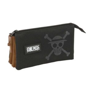safta one piece portatodo 3 compartimentos con cremalleras bolsillo interior 0.6l 220x30x120mm color negro