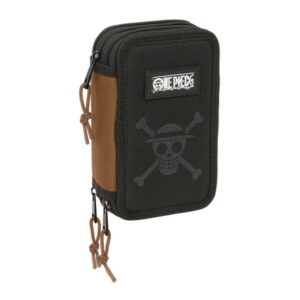 safta one piece plumier de 3 pisos 37 piezas 1.3l goma lapiz boligrafos sacapuntas reglas 16 colores 14 rotuladores 125x55x195mm color negro