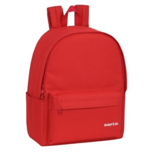 safta mochila para portatil hasta 14.1" 19.85l hombreras acolchadas base acolchada tirador doble asa superior bolsillo frontal bolsillos laterales 310x160x400mm color rojo