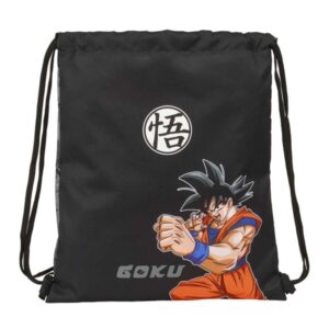 safta dragon ball saco plano bolsillo con cremallera cierre con cordones 5l material practico uso diario compacto y ligero 350x10x400mm color negro