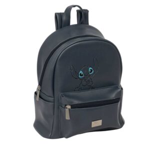 safta stitch gray mini mochila bolsillo frontal tirador doble interior forrado hombreras ajustables asa superior 9l 240x120x280mm color negro