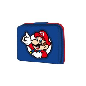 safta super mario monedero con billetera compartimento para billetes y tarjetas cierre magnetico compartimento para monedas 0.10l 110x20x95mm color rojo y azul