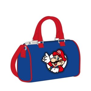 safta super mario bolso cremallera interior forrado asas y bandolera ajustables 1.20l 160x75x100mm color rojo y azul