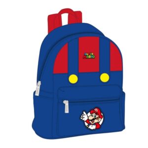 safta super mario mini mochila bolsillo frontal interior forrado hombreras ajustables asa superior 9l 240x120x280mm color rojo y azul