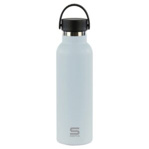 safta botella termo de 600ml acero inoxidable base de silicona antideslizante asa superior color azul claro