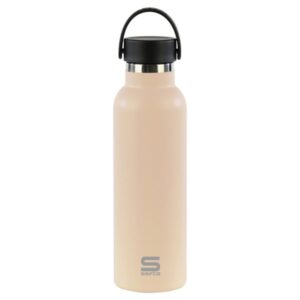 safta botella termo de 600ml acero inoxidable base de silicona antideslizante asa superior color beige