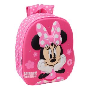 safta minnie mouse mochila 3d luces led portabotellas hombreras acolchadas asa superior 8.64l 270x100x330mm color rosa