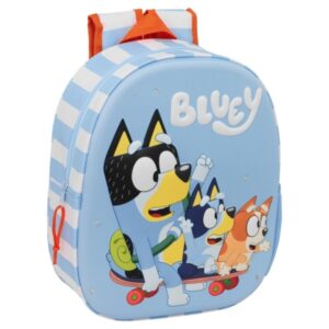 safta bluey mochila 3d luces led integradas bolsillo lateral hombreras acolchadas asa superior 27x10x33cm color azul