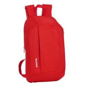 safta mini mochila hombreras acolchadas cremallera asa superior bolsillo frontal ajustables y confortables 8.5l 220x100x390mm color rojo