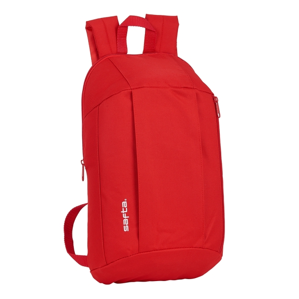 safta mini mochila hombreras acolchadas cremallera asa superior bolsillo frontal ajustables y confortables 8.5l 220x100x390mm color rojo