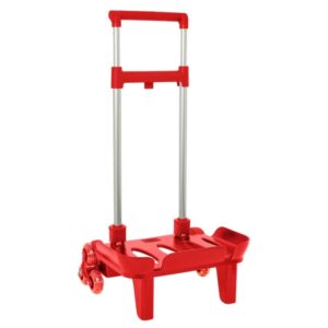 safta carro portamochilas ruedas antivibracion cubierta de goma transparente sistema de sujecion universal compacto y plegable 32x16x44cm color rojo